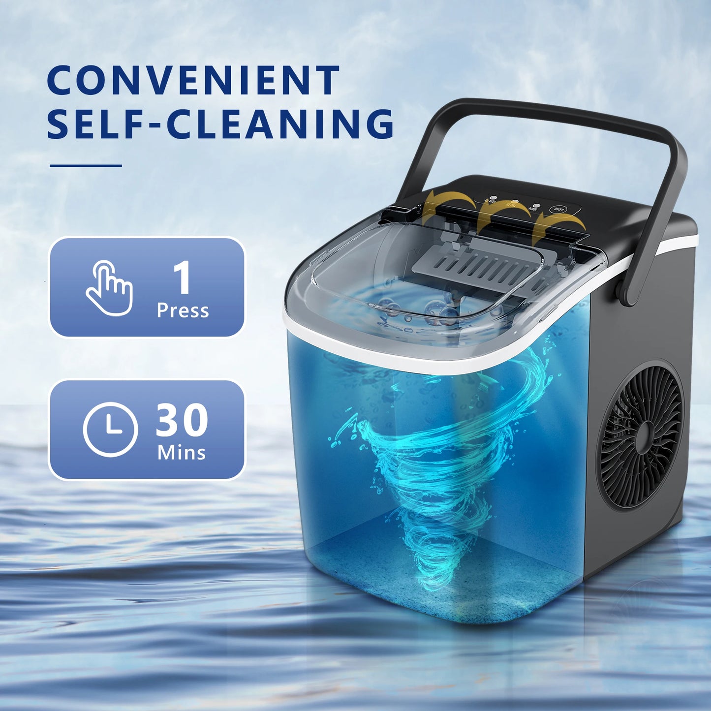 Portable Countertop Ice Maker - Self-Cleaning