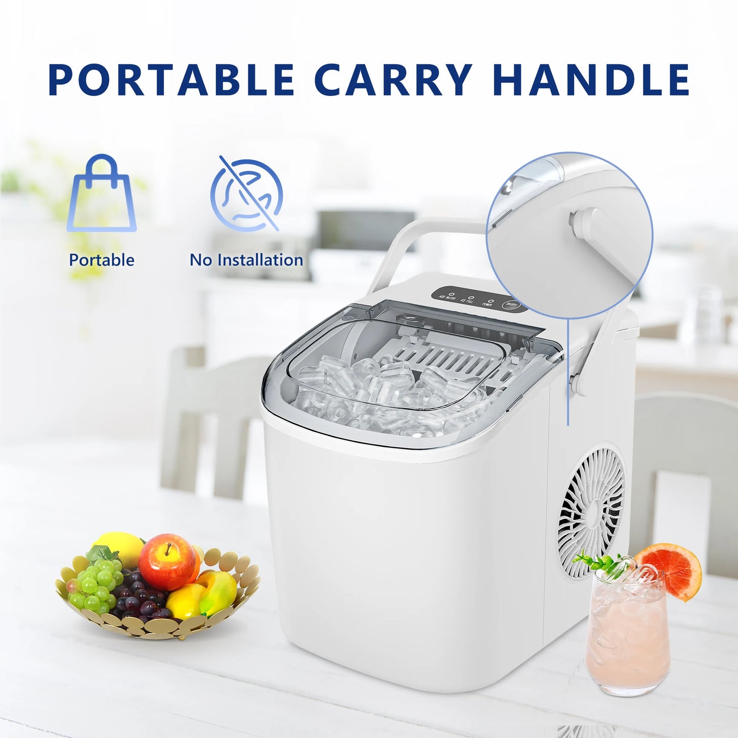 Portable Countertop Ice Maker - Self-Cleaning