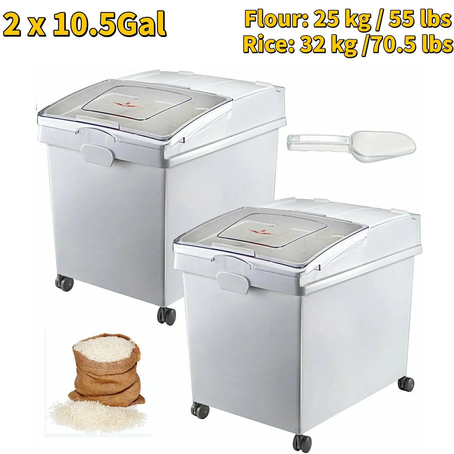 Kitchen Storage Bin w/Wheel & Scoop