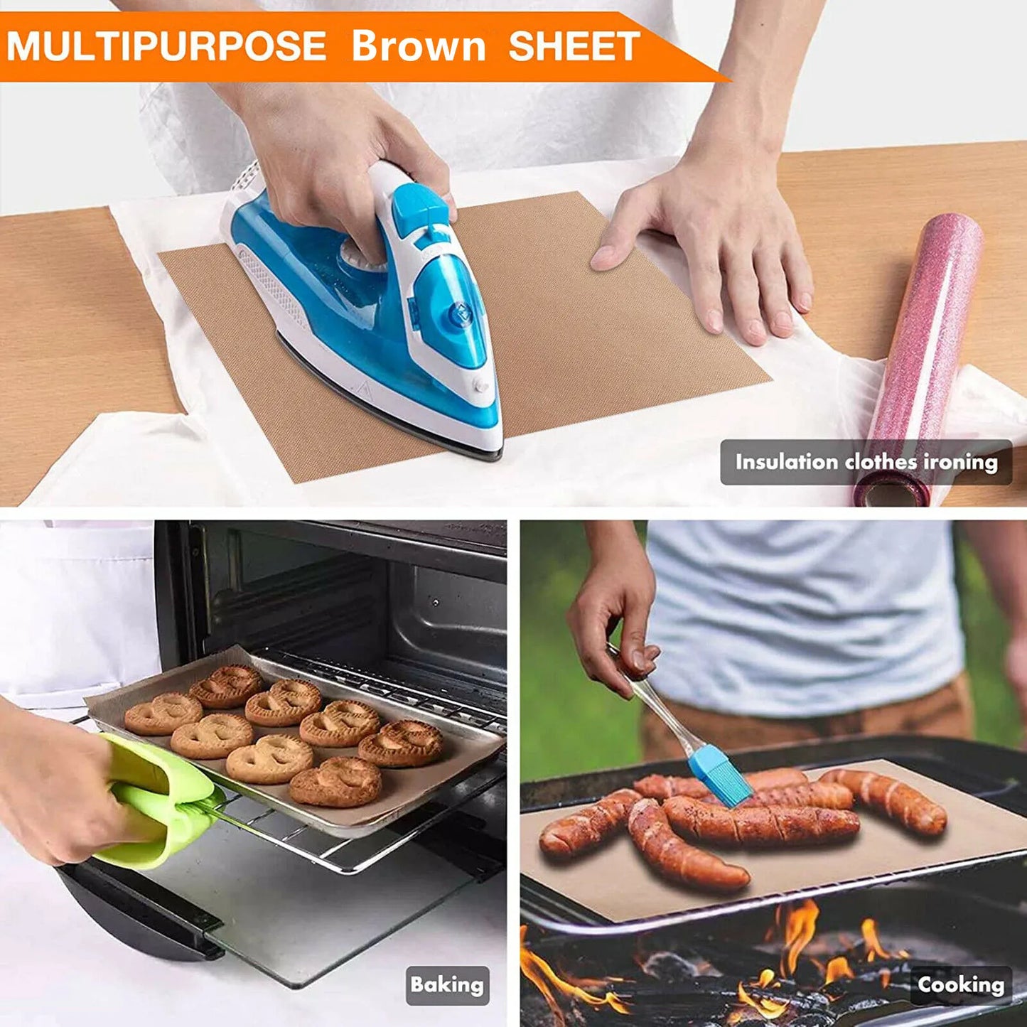 3pc Reusable Heat Resistant Oil-proof Baking Sheets