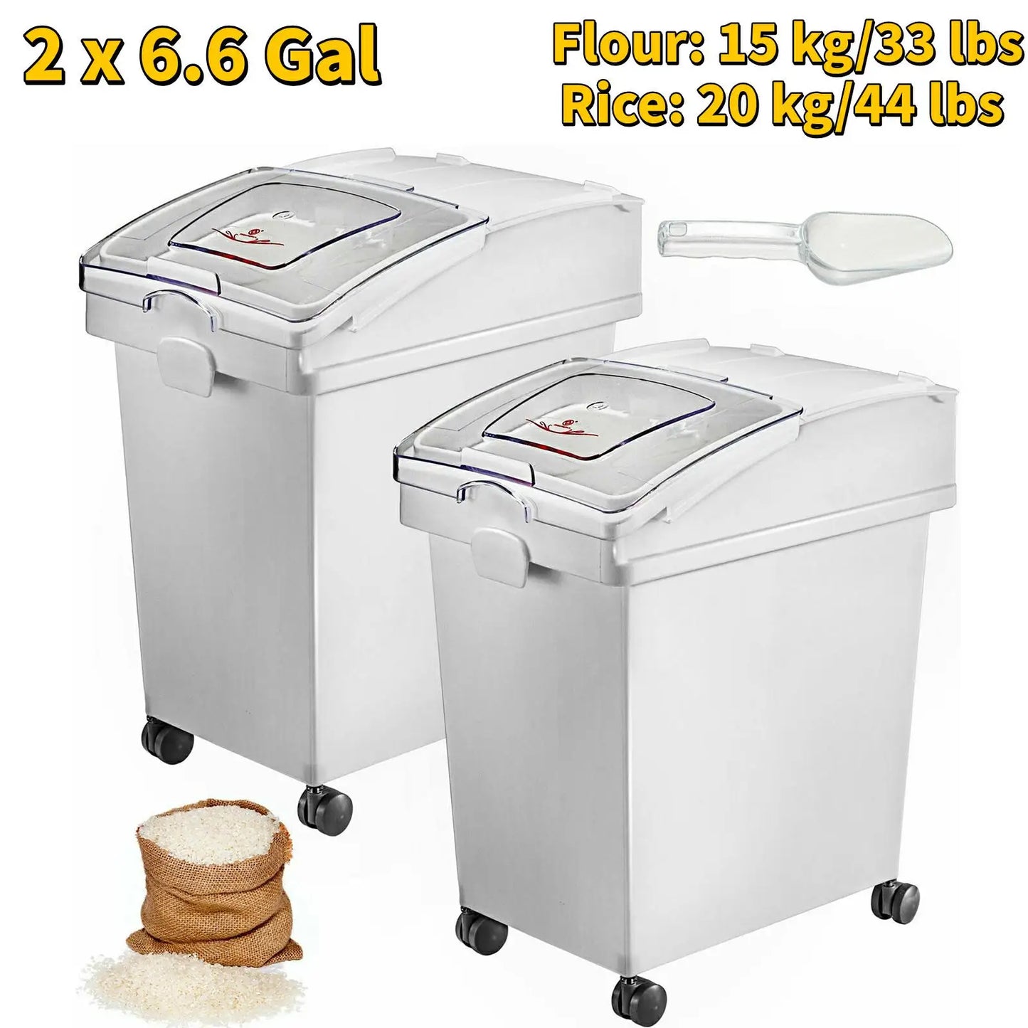 Kitchen Storage Bin w/Wheel & Scoop