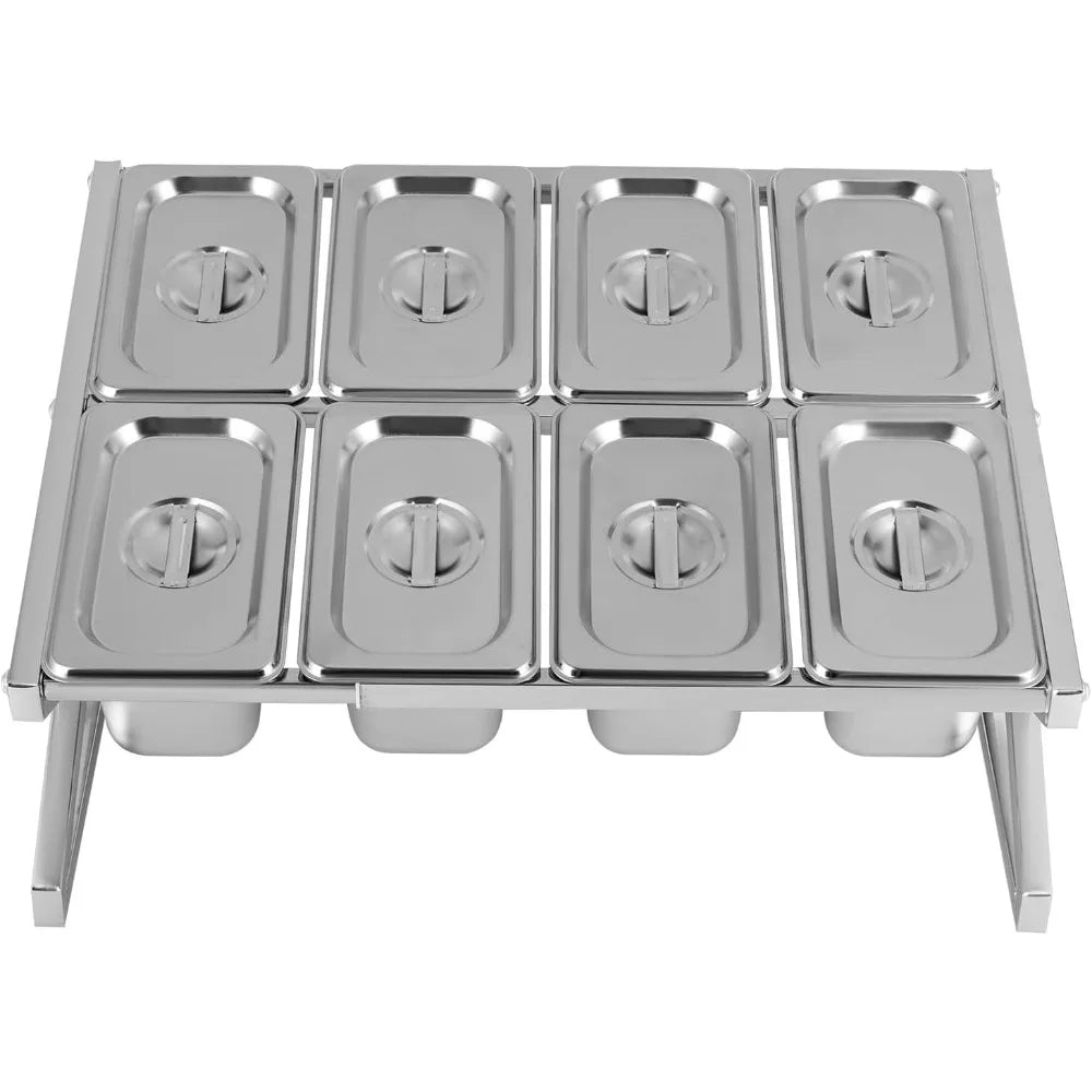 Expandable Stainless Steel Condiment Pans w/Lids