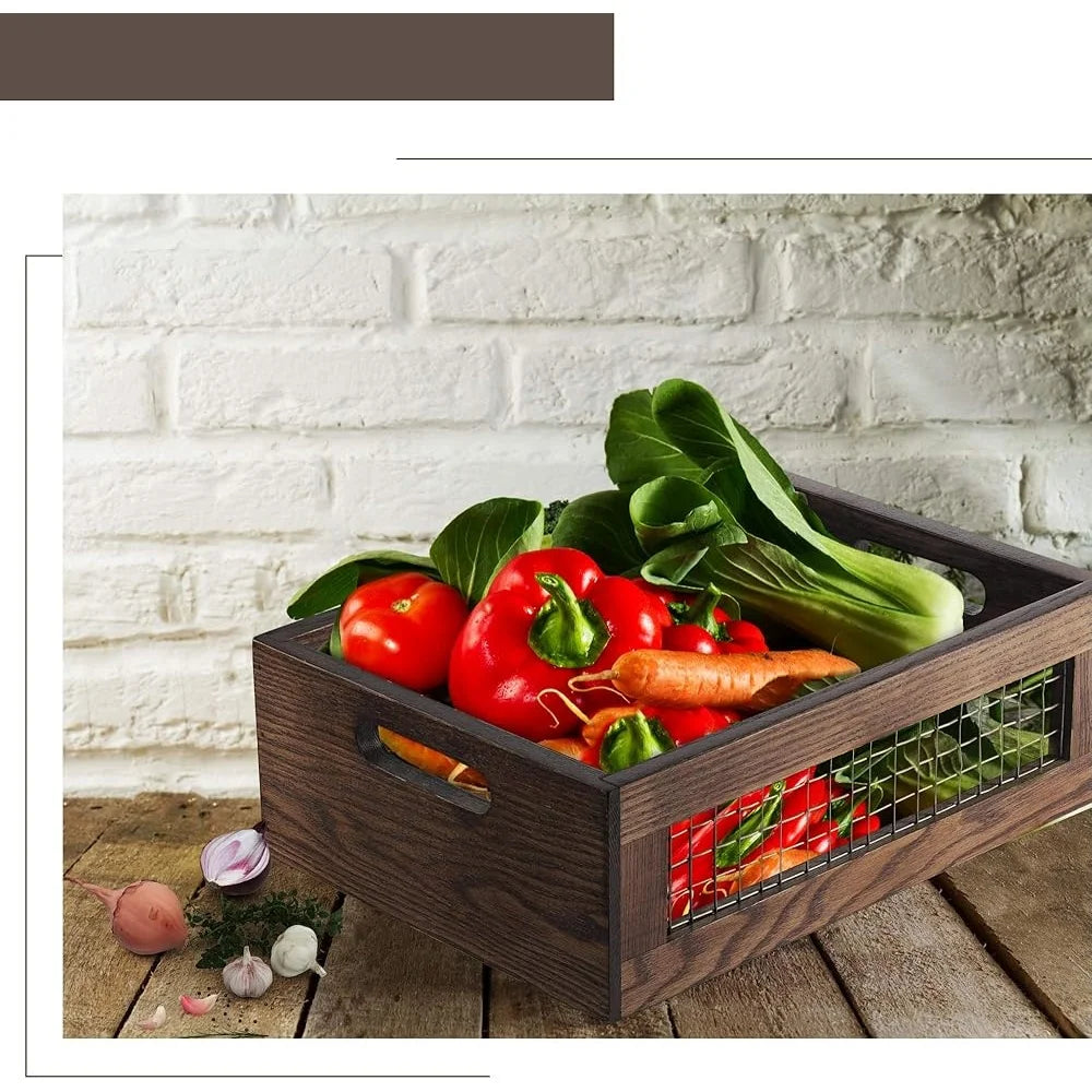 Wooden Countertop Baskets, Set of 2