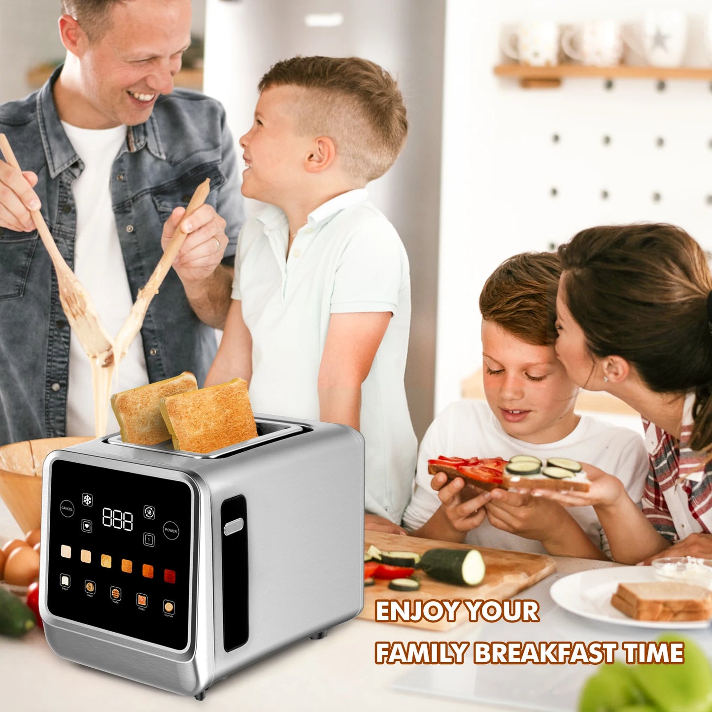 Stainless Steel Smart Toaster 2 Slice with LCD Display
