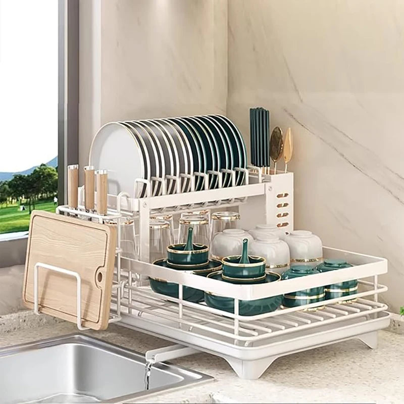 Double-layer dish drying rack