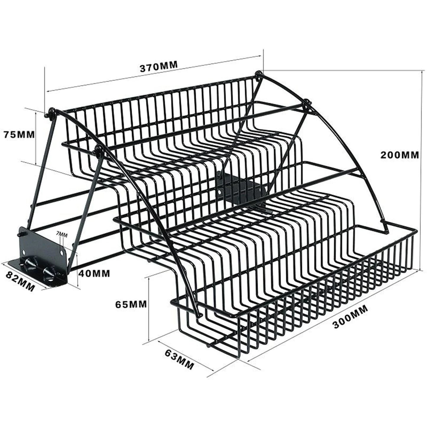 Retractable Spice Storage Organizer, Black, Max Load 11 lbs