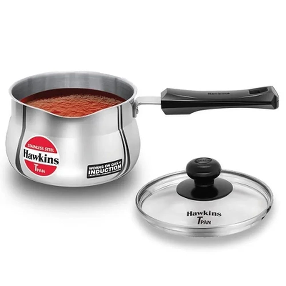1.5L Stainless Steel Saucepan w/ Glass Lid, Ez-Pour Spout, & Stay-Cool Handle