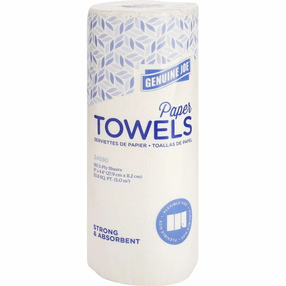 Soft Absorbent Paper Towels, 2 Ply 11 Inch Roll 160 Sheets. 30 Rolls