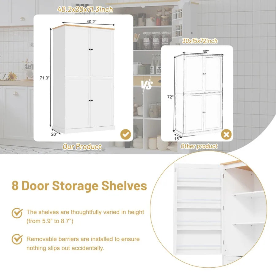 Freestanding Kitchen Pantry with Drawers