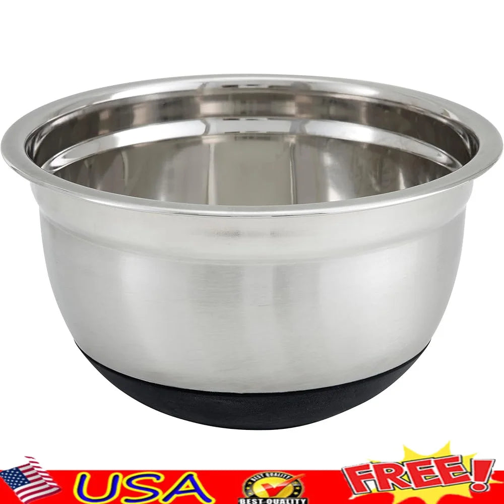 8 Quart Heavy Duty Stainless Steel Mixing Bowl w/ Non Slip Base