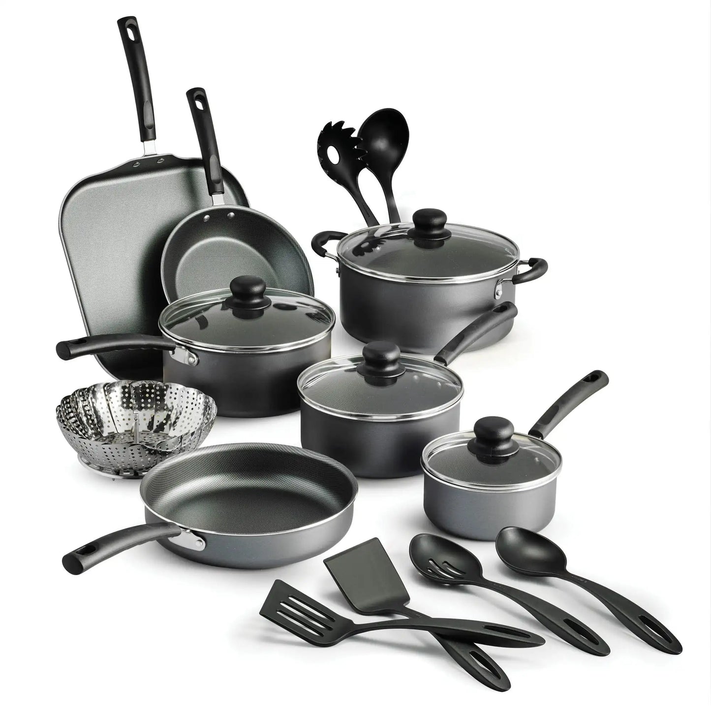 18 Pc Nonstick Stainless Steel Cookware Set w/Utensils