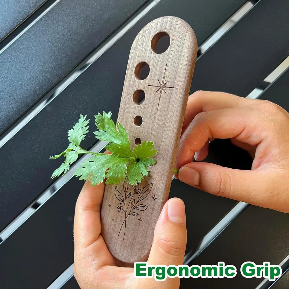 Handmade Wooden 7 Hole Herb Stripper w/ Storage box