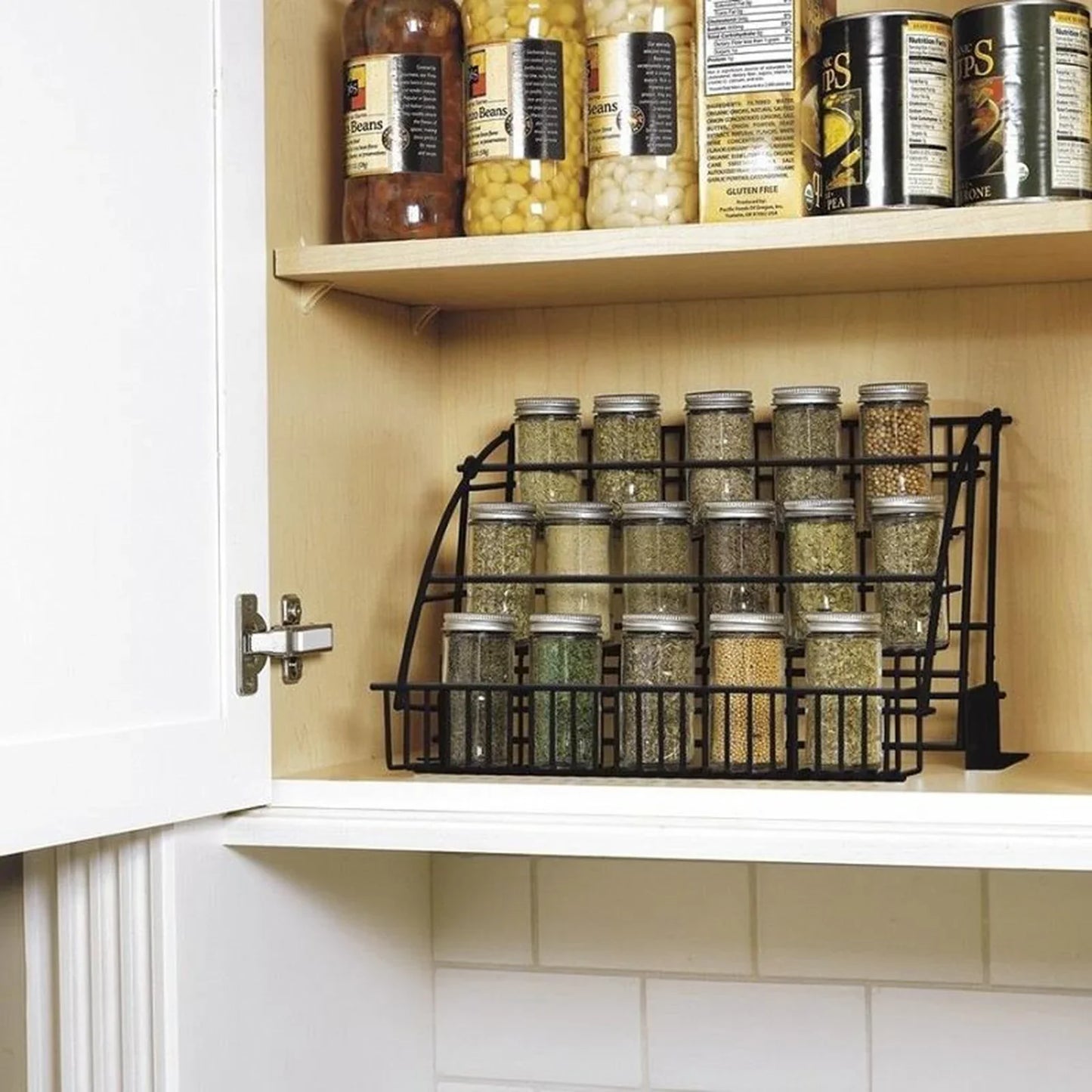 Retractable Spice Storage Organizer, Black, Max Load 11 lbs