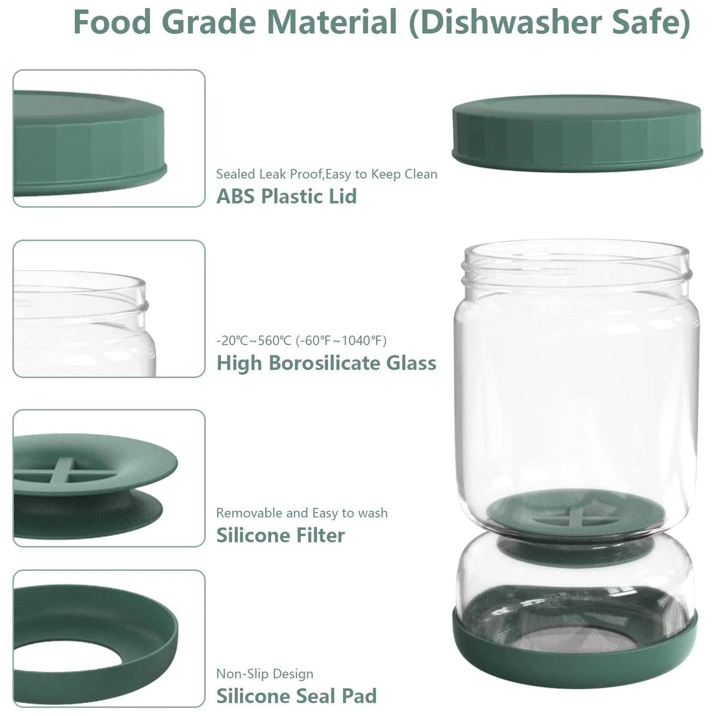 Glass Pickle Jar Strainer with Lid