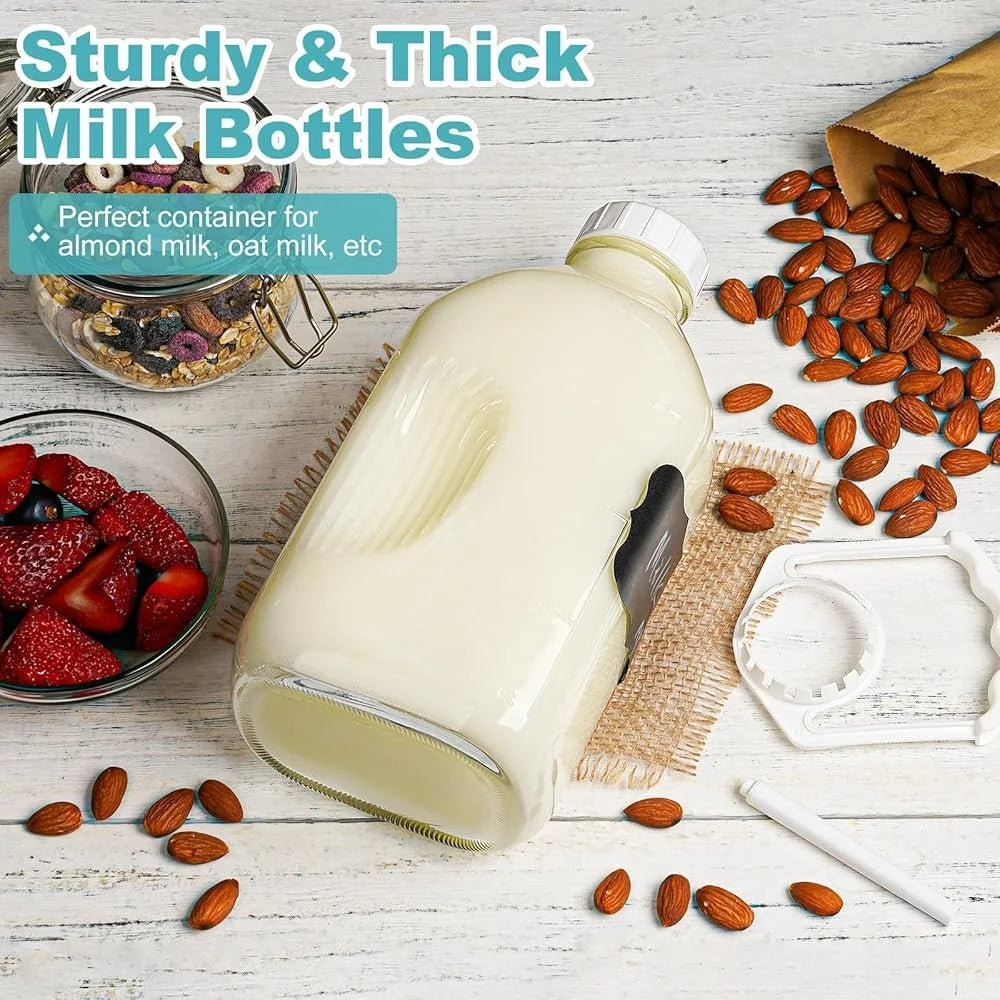 64 Oz Heavy Duty Glass Bottle with Reusable Lid