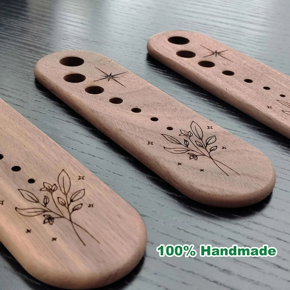 Handmade Wooden 7 Hole Herb Stripper w/ Storage box