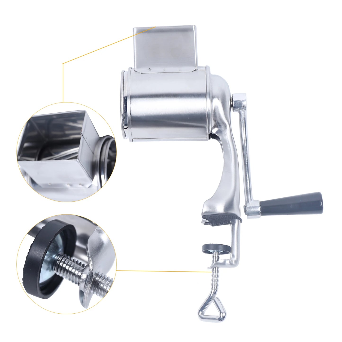 Manual Rotary Slicer/Cutter/Grater w/ 5 Stainless Steel Drums