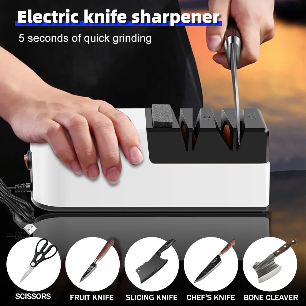 USB Rechargeable Knife Sharpener, 4-Slot, Double Sided