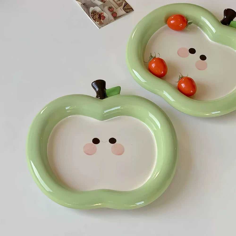 Apple Shaped Porcelain Plate for Fruits/Snacks/Desserts