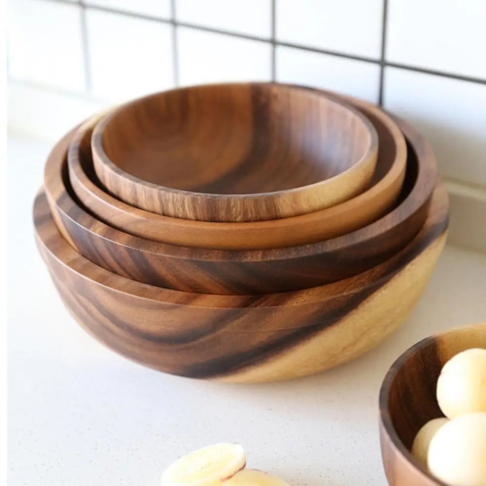 Food Grade Eco-Friendly Polished Wood Salad/Soup Bowls