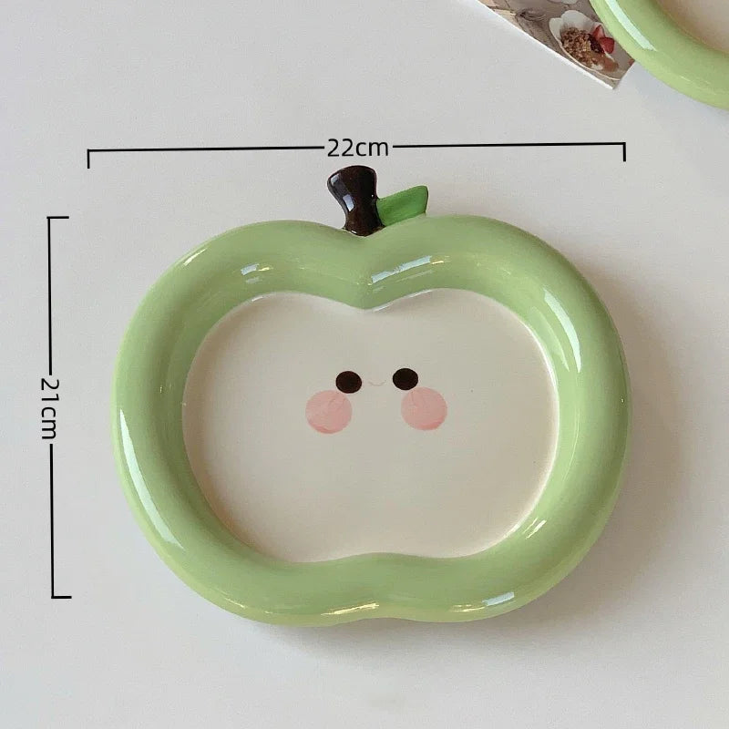Apple Shaped Porcelain Plate for Fruits/Snacks/Desserts