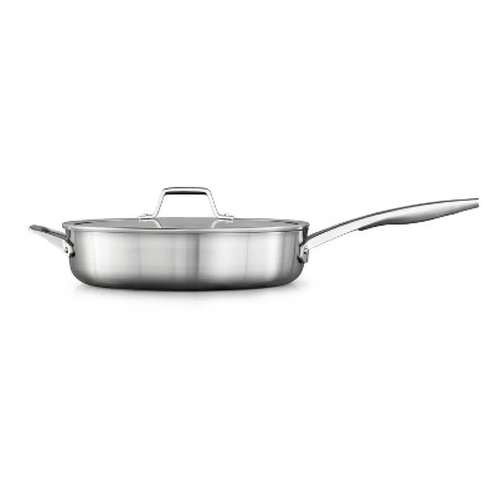 5qt Stainless Steel Saute Pan with Tempered Glass Lid, Oven Safe, Heavy Gauge Aluminum Core