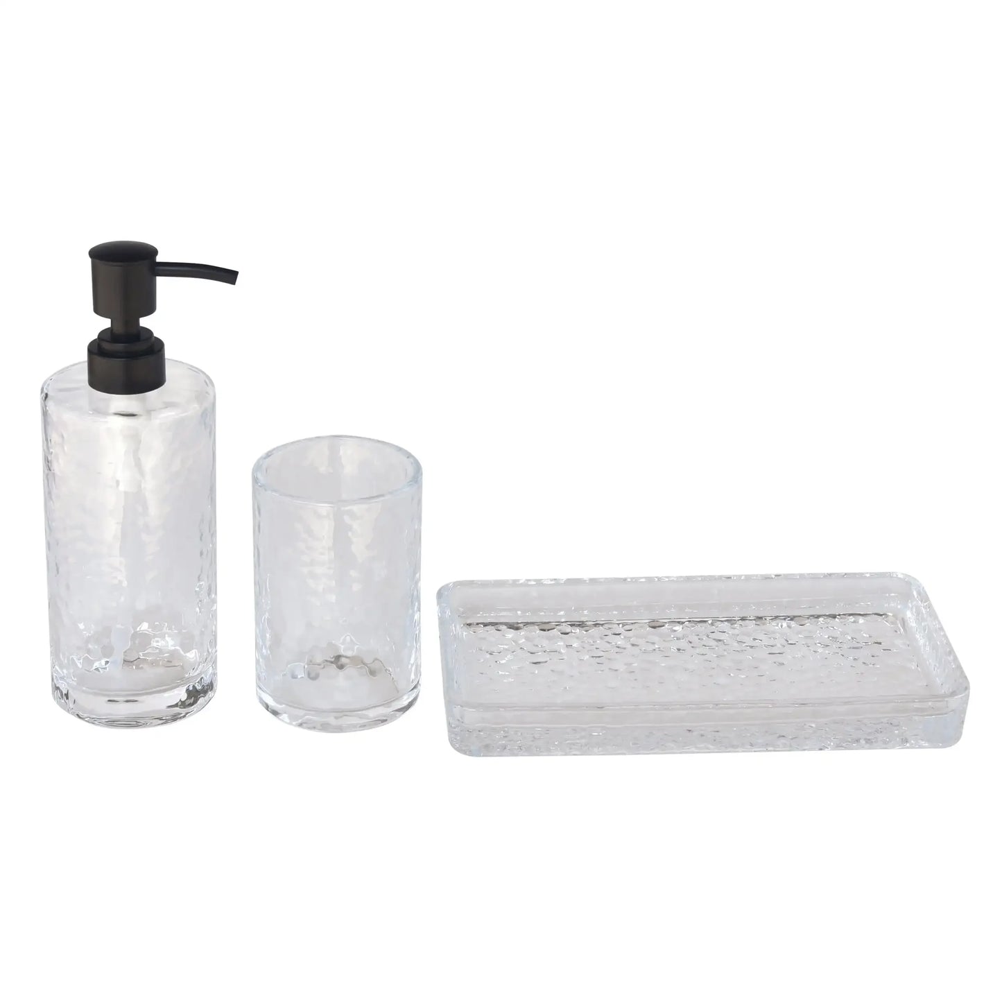 3-Pack Elegant Hammered Glass Soap Dispenser