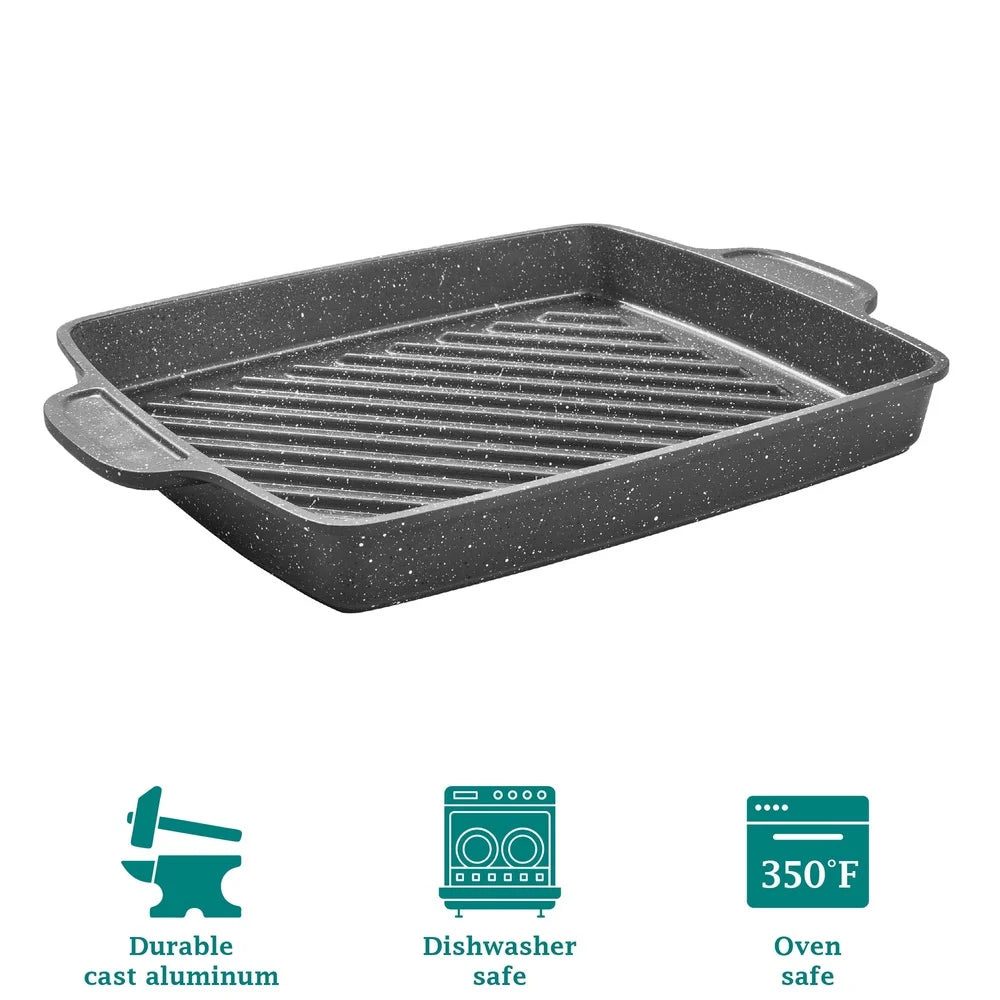 12 Inch Non-Stick Cast Aluminum Steak Pan, Oven Safe