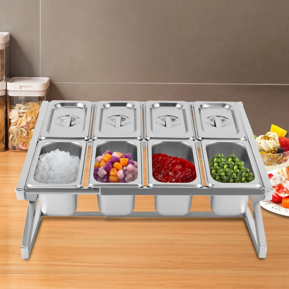 Expandable Stainless Steel Condiment Pans w/Lids