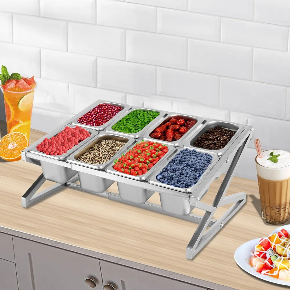 Expandable Stainless Steel Condiment Pans w/Lids