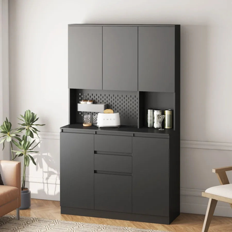 74" Freestanding Kitchen Pantry Cabinet