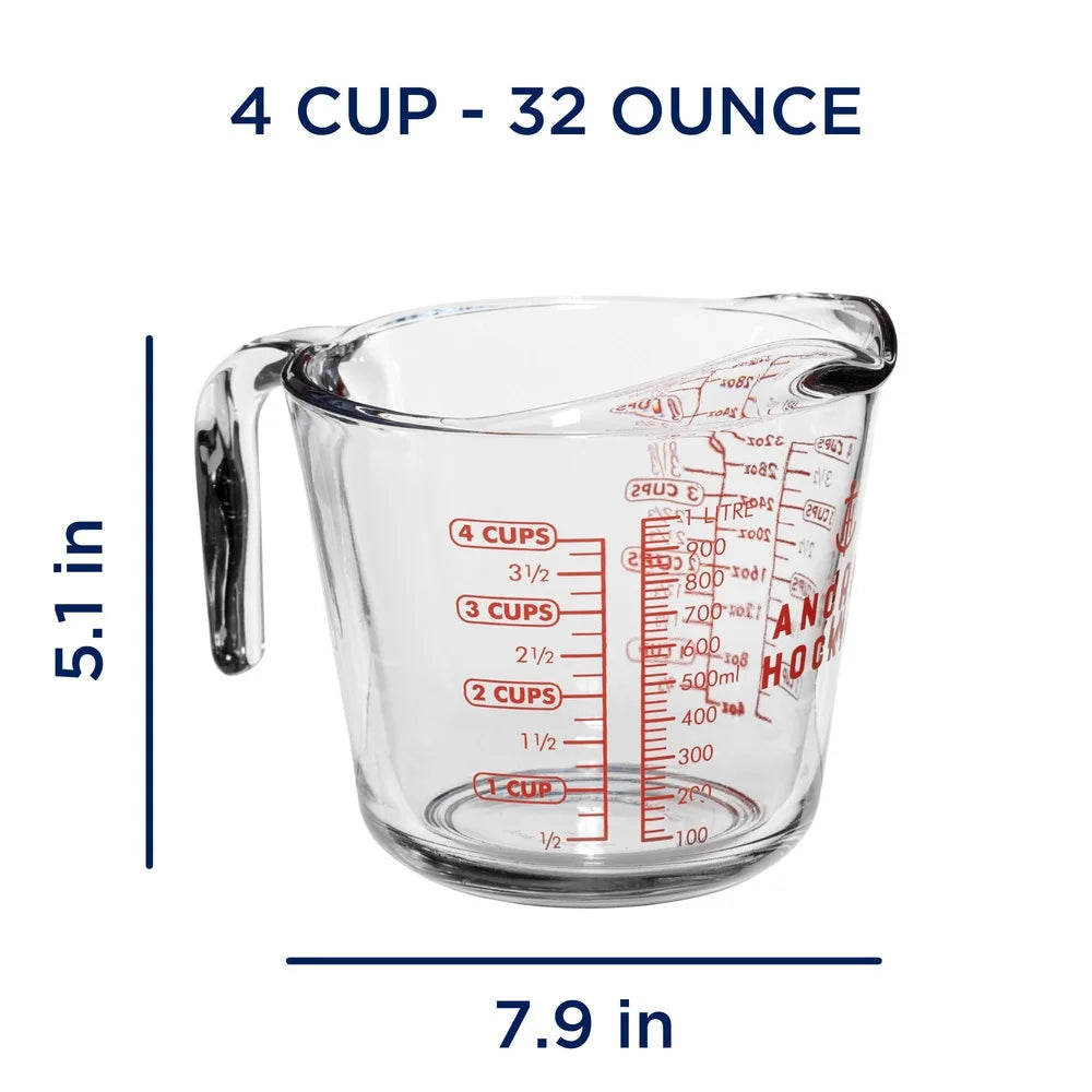 Durable Glass Measuring Cup, 4 Cup Capacity