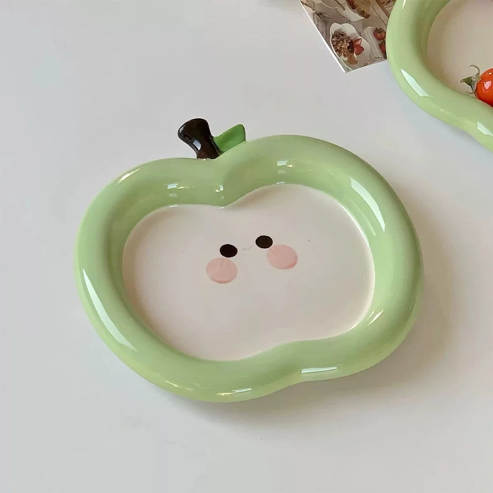 Apple Shaped Porcelain Plate for Fruits/Snacks/Desserts