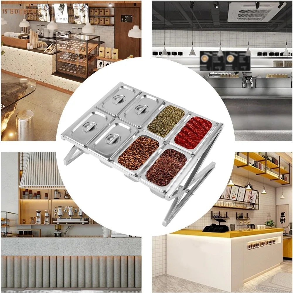 Expandable Stainless Steel Condiment Pans w/Lids