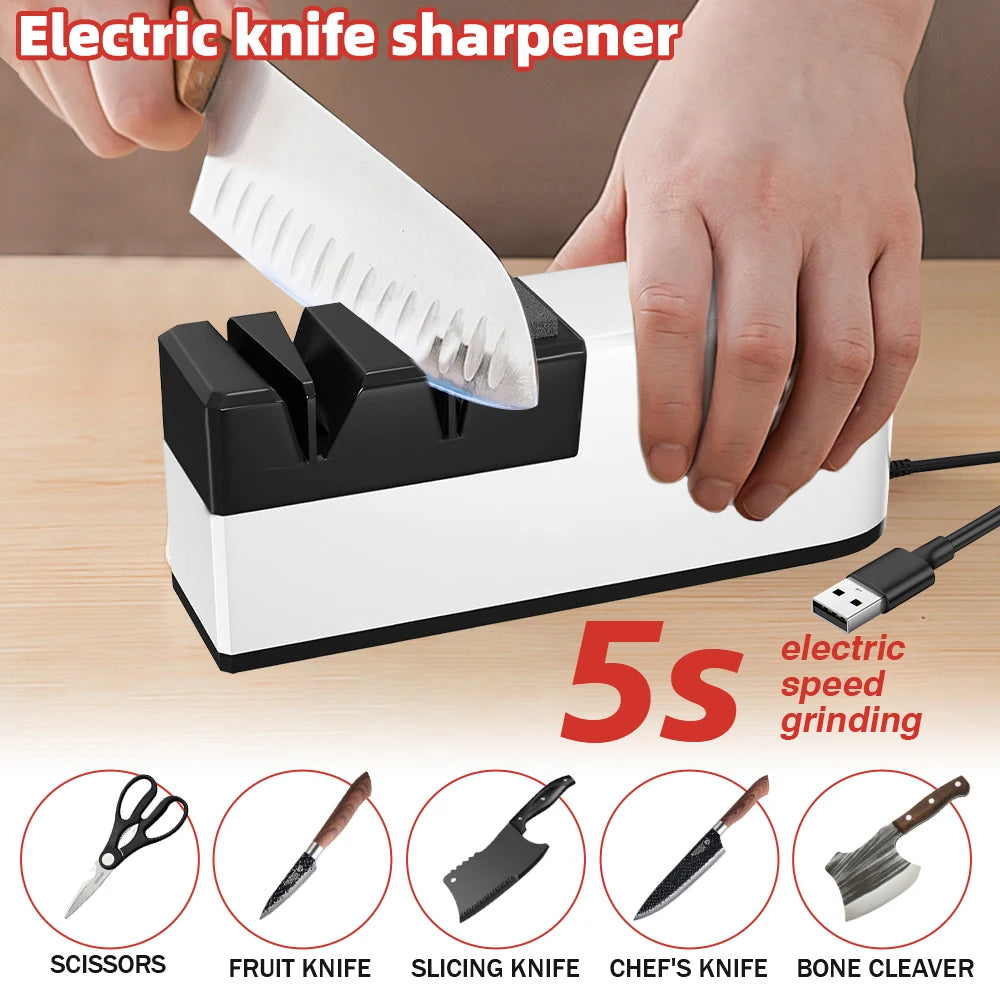 USB Rechargeable Knife Sharpener, 4-Slot, Double Sided