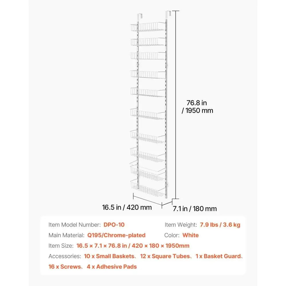 10 Tier Over Door Pantry Storage
