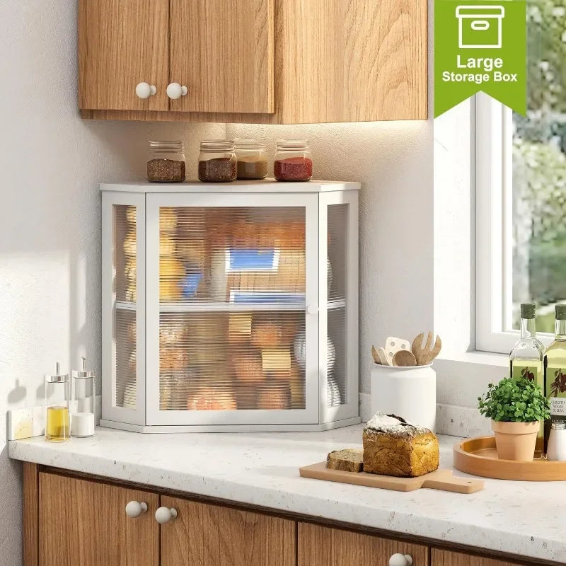 Bamboo Corner Bread Box for Kitchen Countertop
