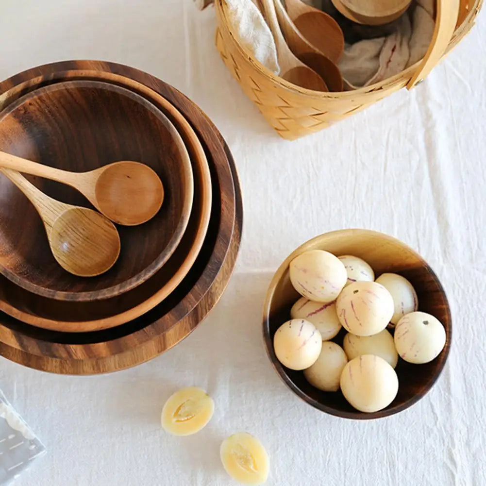 Food Grade Eco-Friendly Polished Wood Salad/Soup Bowls