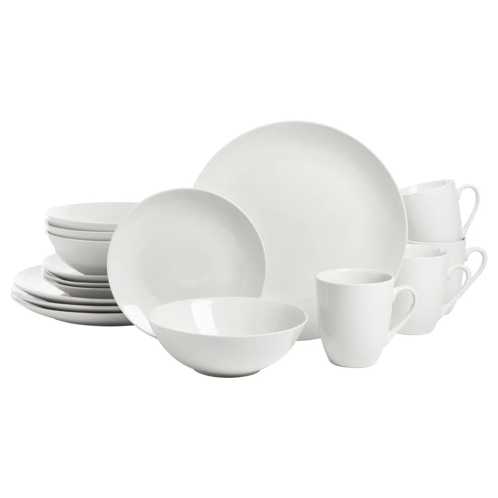 16-Pc Ceramic Dinnerware Set - Plates, Bowls, & Mugs