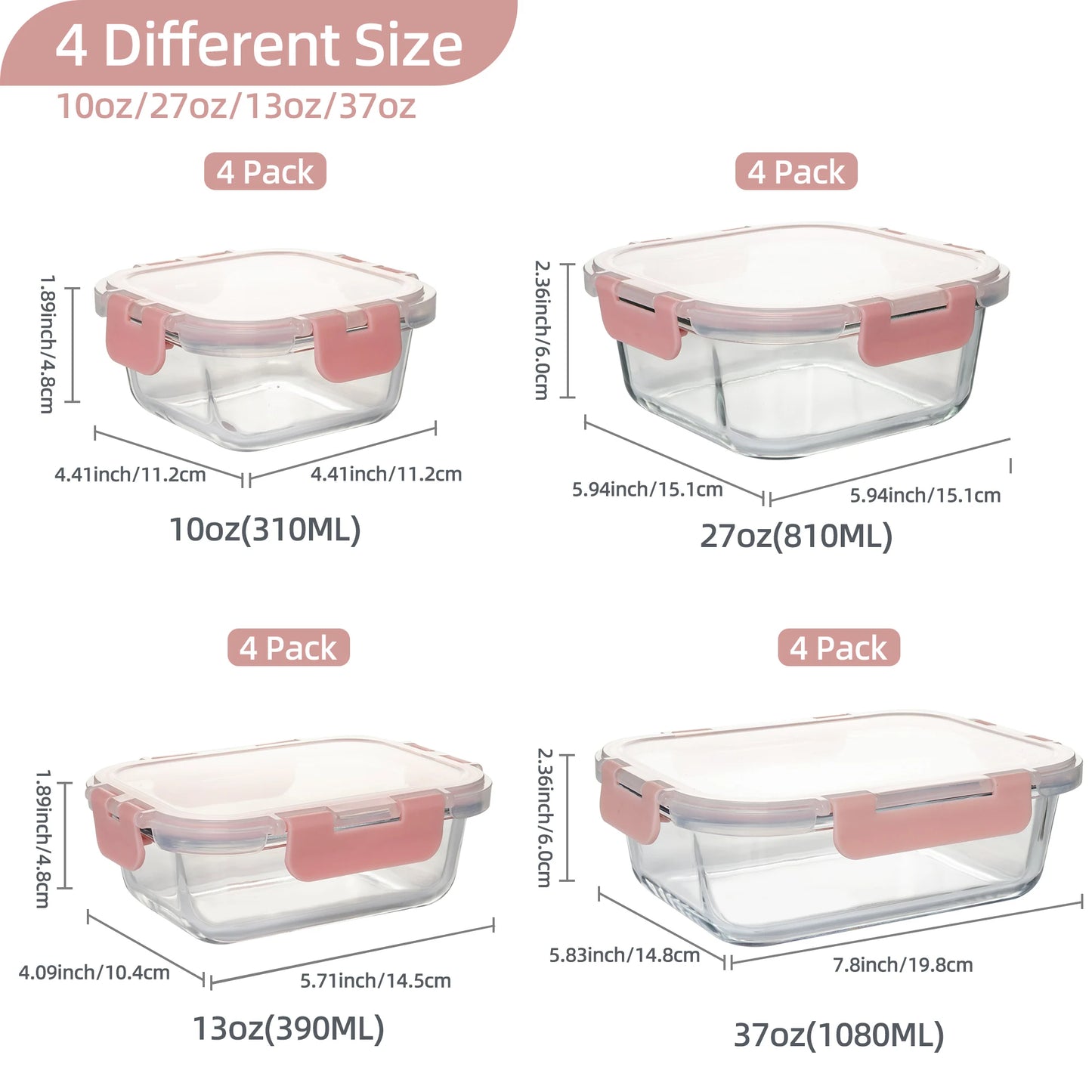 16-Pc Leakproof Glass Food Storage Containers w/ lids, Airtight BPA-Free, Microwave & Oven Safe