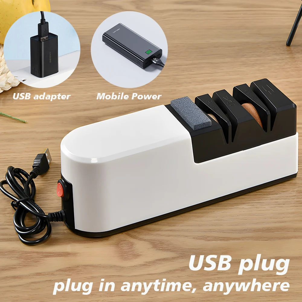 USB Rechargeable Knife Sharpener, 4-Slot, Double Sided