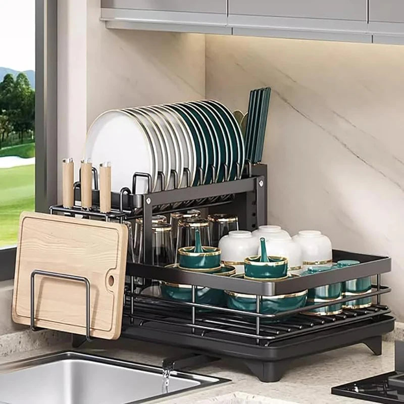 Double-layer dish drying rack