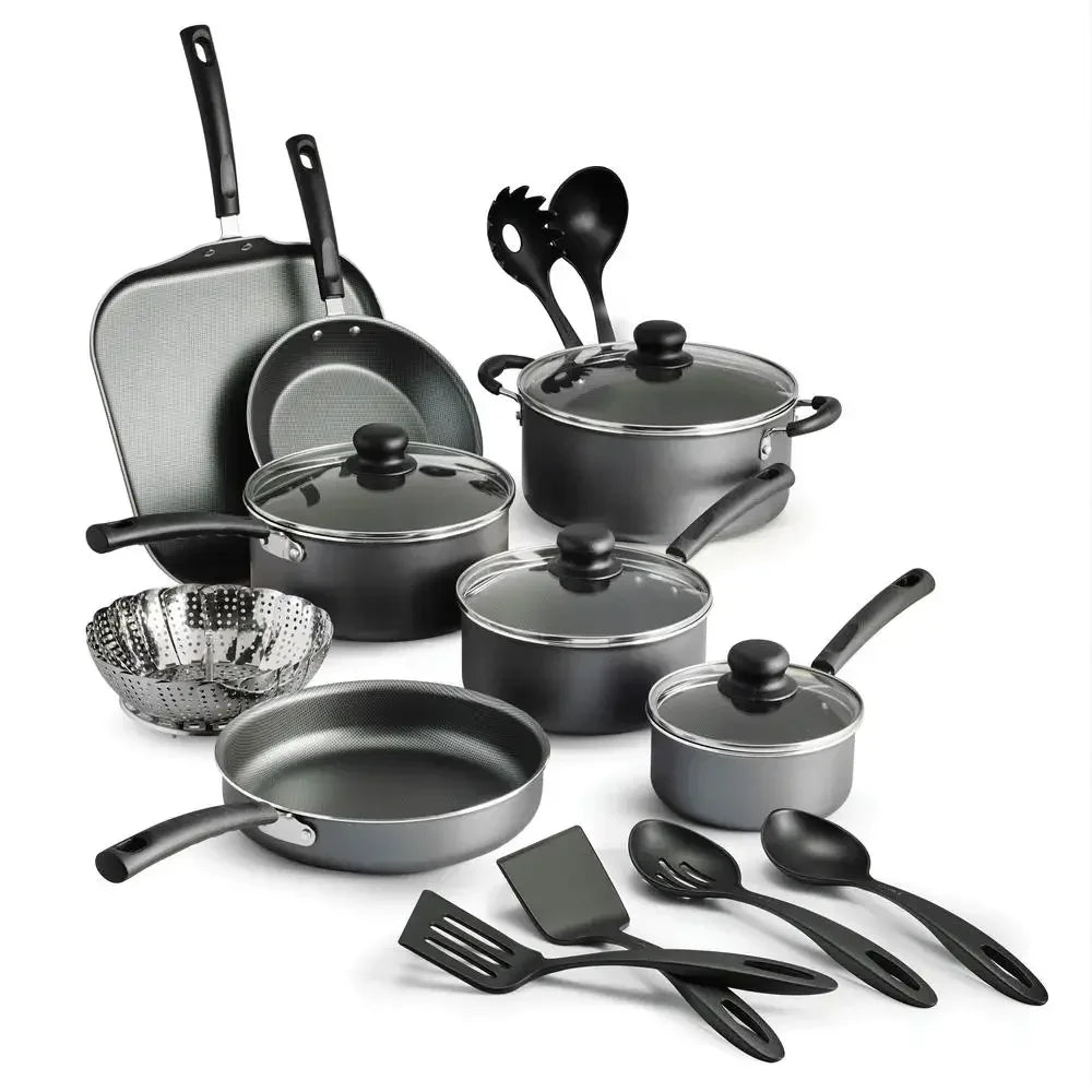 18 Pc Nonstick Stainless Steel Cookware Set w/Utensils