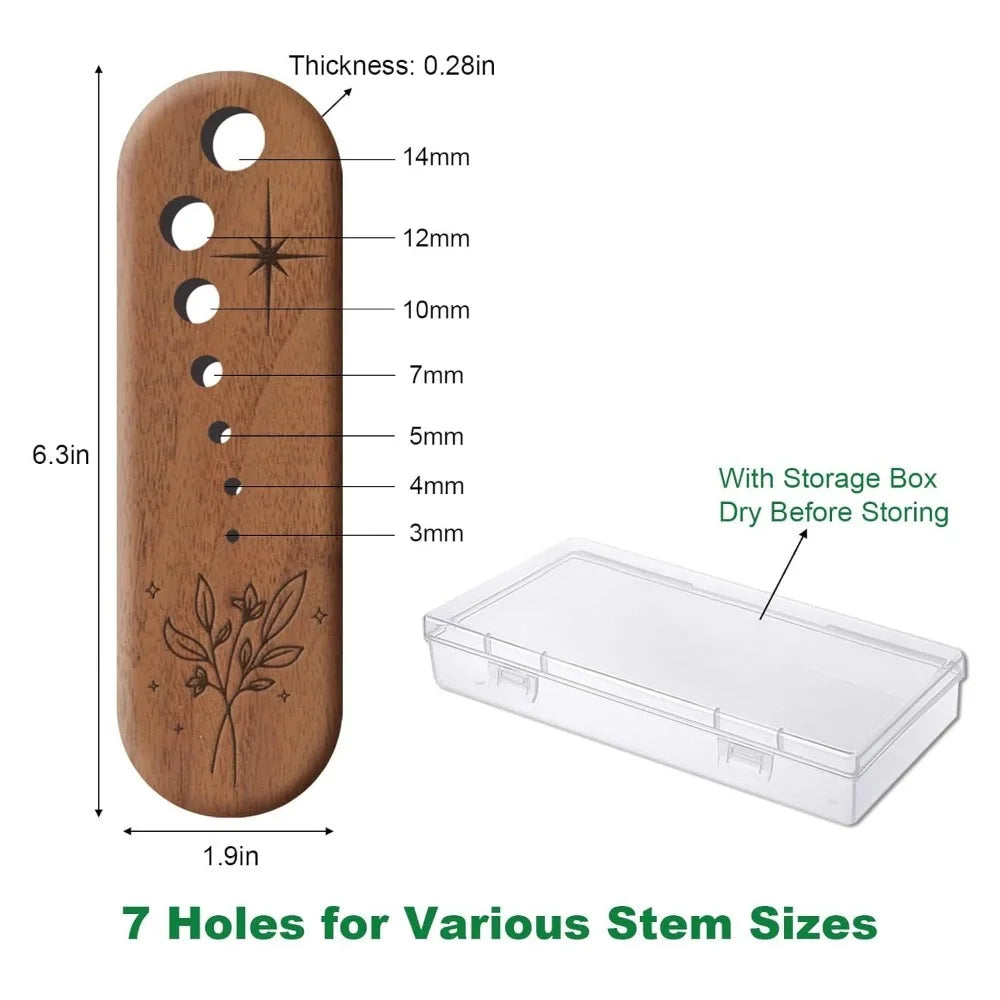Handmade Wooden 7 Hole Herb Stripper w/ Storage box