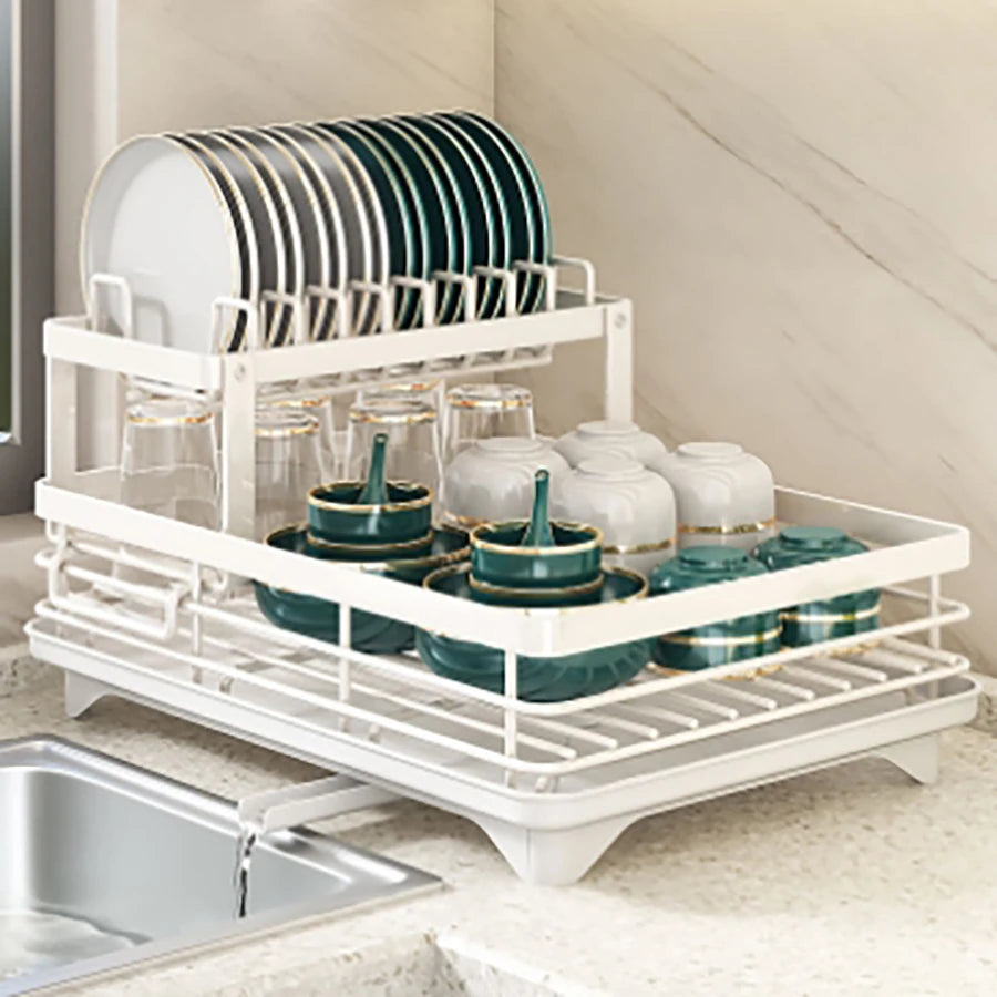 Double-layer dish drying rack