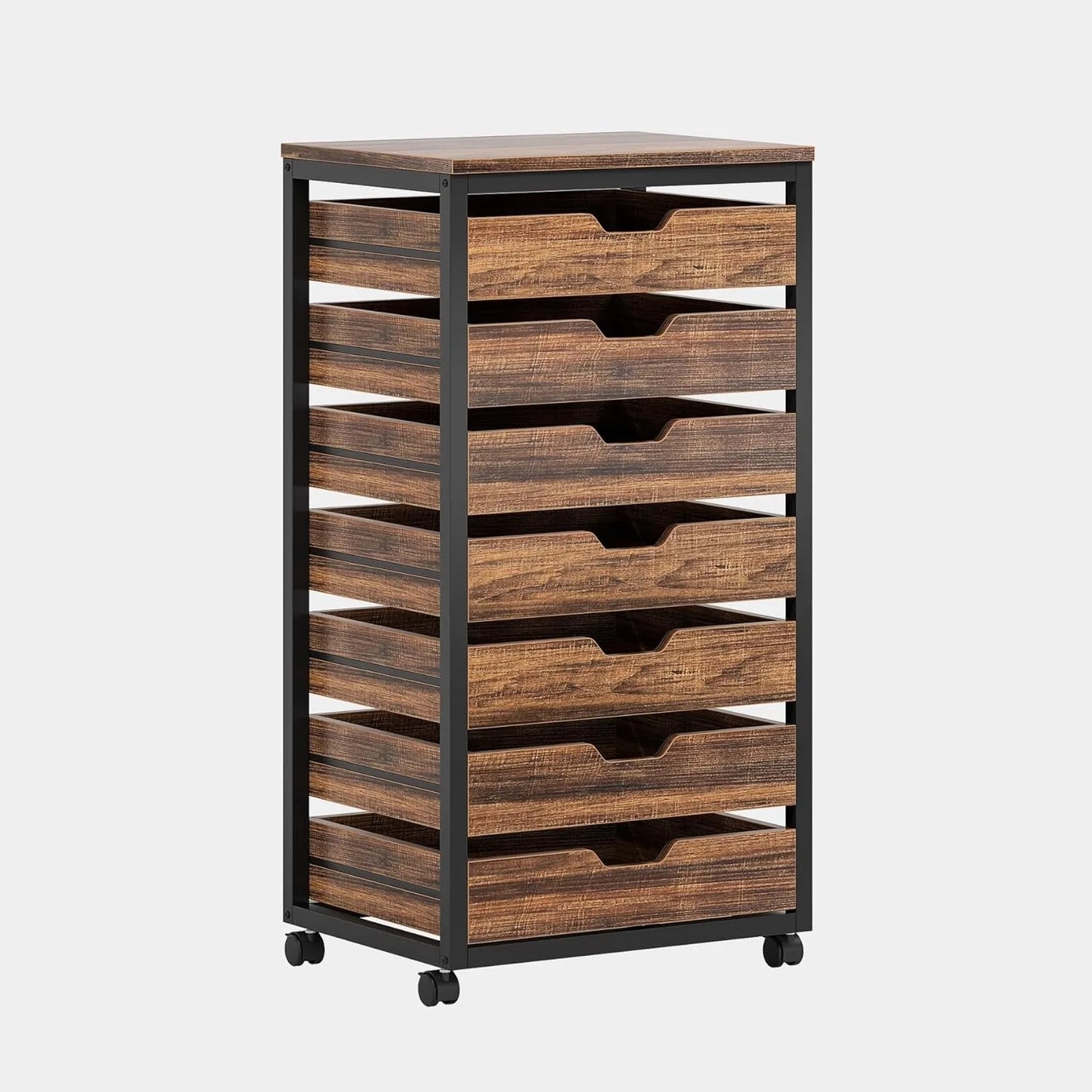 Wooden portable 7-Drawer Storage/File Cabinet with Wheels