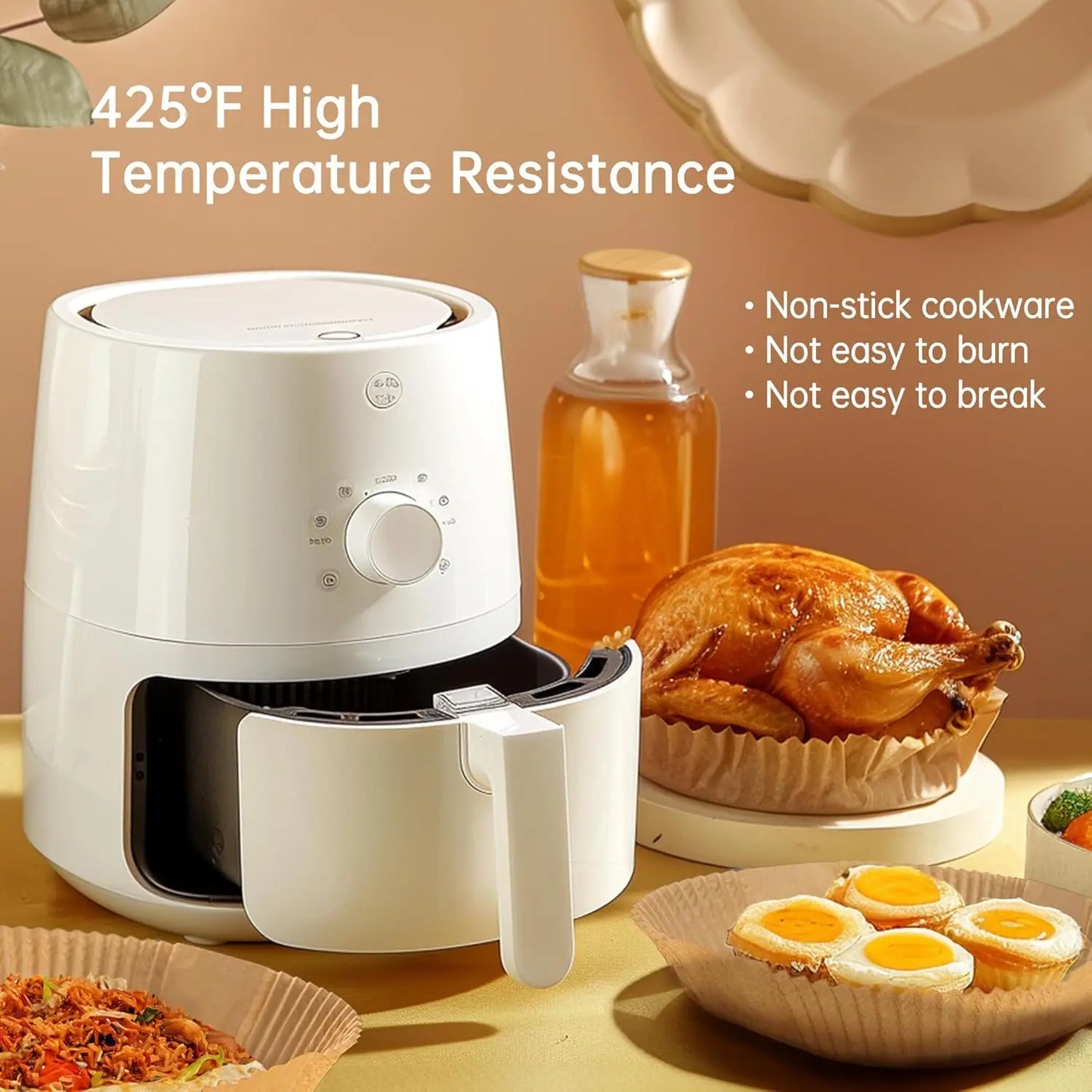 Air Fryer Disposable Paper Liner, Square 8Inch, Non-stick/100Pcs