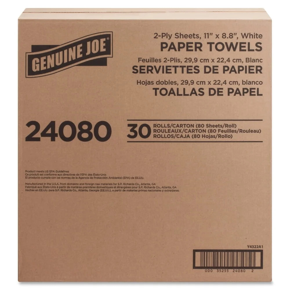 Soft Absorbent Paper Towels, 2 Ply 11 Inch Roll 160 Sheets. 30 Rolls