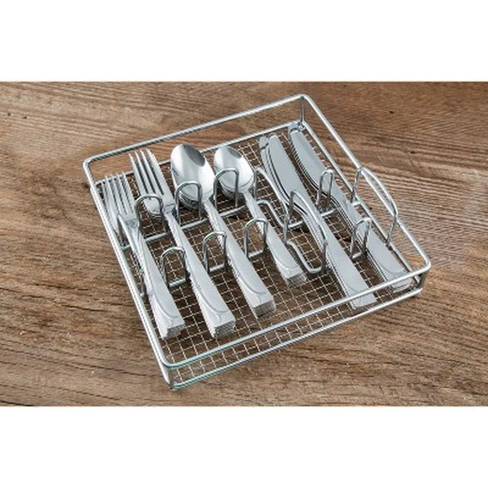 41pc Stainless Steel Flatware Set with Chrome Holder, Service for 8