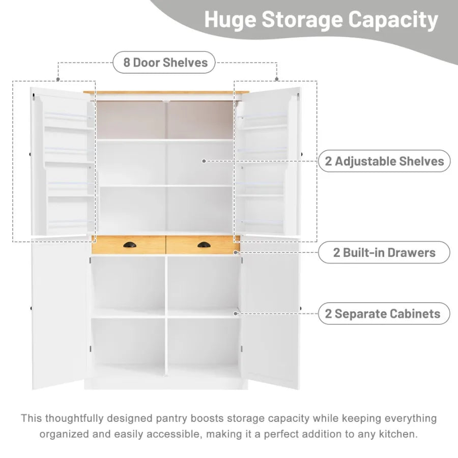 Freestanding Kitchen Pantry with Drawers